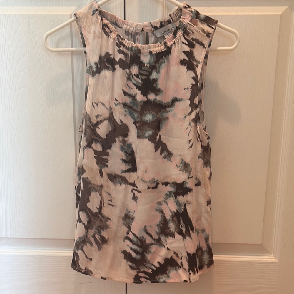 Allison Joy Black and light pink/Cream/brown/teal tank Top High Neckline